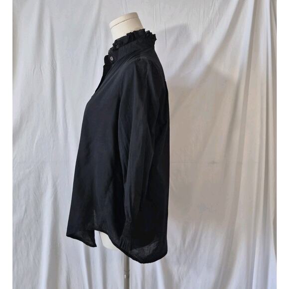 Tuckernuck Womens Designer Black Teagan Popover Shirt Blouse Top XS - Picture 6 of 10